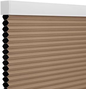 Changshade Blackout Blinds, Cordless Cellular Shades, 1 Inch Blackout Shades, Room Darkening Blinds, Pull Down Window Shades, Easy to Install Honeycomb Window Blinds for Home&Office, Light Brown