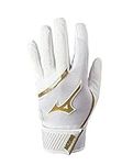 Mizuno MVP Youth Baseball Batting Glove, White-Gold, XX-Small