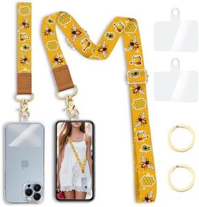 Yonlevres Phone Lanyard Crossbody Strap, Bee Cell Phone Lanyards for around the Neck Wristlet Wrist Strap Animal Adjustable for Keys Case ID Badges Accessories Travel Essentials