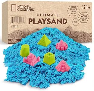 Blue Marble National Geographic Moon Sand - 24 Lb. Bulk Play Sand Kit with 6 Castle Molds (Blue) - A Fun No Mess Sensory Activity, Kids Fake Sand Play Set, Sensory Bin Filler