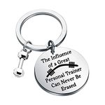 LQRI Personal Trainer Gift Fitness Trainer Thank You Gift The Influence of a Great Person Trainer Can Never Be Erased Keychain Workout Jewelry Gift for Fitness Instructor Workout Coach (sliver)