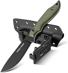 Freelander Fixed Blade Knife with Kydex Sheath, 3.2" D2 Steel Full Tang Bushcraft Knife, G10 Handle EDC Camping Survival Knives, Cool Gifts for Men - Green