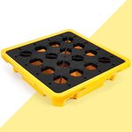 Thyle Spill Containment Platform Yellow and Black Modular Spill Containment Pallet with Drain, 1 Drum Capacity, 26.4 x 26.4 x 6 Inches (1 Pcs)