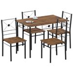 Vida Designs Roslyn Dining Table and Chair Set, Kitchen Breakfast Modern Contemporary Furniture Set (Dark Wood, 4 Seater)