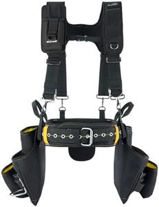 MELOTOUGH Tool Belt with Suspenders, 29 Tool Bag Rig Combo Apron Tool Pouch, Padded Suspenders & Comfort Back Support, Heavy Duty Construction Work Belt for Framer, Carpenter, Electrician,Yellow