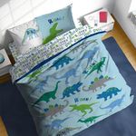 Sunny Side Up Dino Roar Full Comforter Set - 7 Piece Kids Bedding Includes Comforter, Sheets & Pillow Cover - Super Soft Dinosaur Microfiber Bed Set