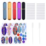 Kare & Kind Inhaler Tubes- Aluminum and Glass - For DIY Essential Oil Aromatherapy Use - Refillable - 5 elegant inhaler tubes, 25 wicks, 1 opening tool, 78 writable stickers, 2 mini droppers