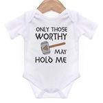 Only Those Worthy May Hold Me, Cute Baby Grow for Baby Girl or Boy, Cute and Comfortable Baby Vests (White, 0-3 Months)