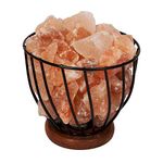 Himalayan Rock Salt Metal Basket Table Lamp