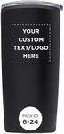 Custom Plastic Tumblers 20 oz Set of 6/12/24 Personalized Bulk Pack with Lids, Ice Coffee Tumbler, To Go Cup Insulated - Black