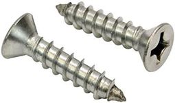 #12 X 1'' Stainless Flat Head Phillips Wood Screw, (50 pc), 18-8 (304) Stainless Steel Screws by Bolt Dropper