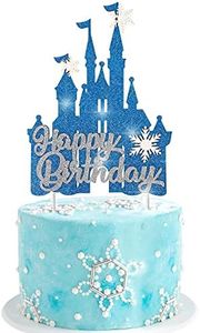 Frozen Birthday Cake Topper Decoration Snowflake Theme Castle Cake Topper for Winter Wonderland Christmas Party Supplies