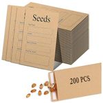 200pcs Seed Saver Envelopes, Self Adhesive Sealing Seed Paper Envelopes, Reusable Seed Packets Envelopes, Seed Package Bag Small Brown Paper Envelopes for Collection of Flower Vegetable Plants Seeds