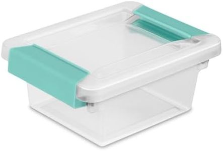 Sterilite Mini Clip Box, Stackable Small Storage Bin with Latching Lid, Plastic Container to Organize Office, Crafts, Clear Base and Lid, 6-Pack