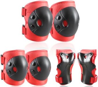Cockchafer Kids and Youth Knee Elbow Wrist Guards Protective Gear Set for Skateboarding, Roller Skating, Inline Skating, Scooter Riding, BMX Biking (Red, Small)