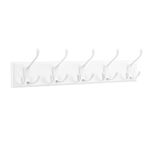 SONGMICS Wall-Mounted Coat Rack, Hook Rack, 5 Metal Tri-Hooks, Pre-Assembled, Cloud White ULHR305W01