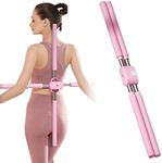 POSTEGE Posture Corrector,Yoga Sticks Stretching Tool for Posture,Retractable Design Back Brace Children Teenagers and Adult,Yoga Starter Sets,Improves Slouch, Prevent Humpback, Relieve Pain, Pink