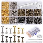 Zocipro 240Pcs Leather Rivets Kit, 3 Sizes Metal Double Cap Tubular Rivets with 3 Fixing Tool Kit, Leather Rivets for DIY, Leather, Craft, Fabric, Clothes, Shoes, Jackets (4 Colors)