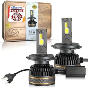 OTO2EYE Super Bright H4 LED Car Headlight Bulbs Hi & Lo Beam 14000LM 6500K, 130W, LED Headlight Auto Conversion Driving Lamp with 2 Years Warranty (Cool White) (130W, H4)