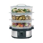 Morphy Richards 48755 3 Tier Food Steamer Three Tier Stainless Steel Food Steamer, Black