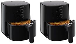 PHILIPS Air Fryer HD9200/90, uses up to 90% less fat, 1400W, 4.1 Liter, with Rapid Air Technology (Black), Large (Pack of 2)