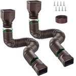 Gutter Downspout Extensions with Connector, 2 Pack Flexible Rain Gutter Downspout Extenders with New Upgrade Size 60"+ 70", Drainage Pipe Connector for Outdoor Gutter Splash Block - Brown