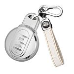 ontto Car key fob cover Fit for BMW Mini Cooper One S Jcw F54 F55 F56 F57 F60 Clubman Works Countryman TPU Smart Key Holder Shell key bag keychain keyring protective Accessories White