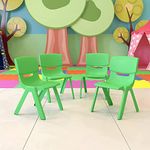 RUDRAMS Set of 4 Plastic Kids Chair || Portable Chair for Kids || Sturdy Kids Chair for 1 Year+ || Virgin Material Chairs for Kids (Parrot Green)
