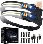 Lanlelin Headlamp Rechargeable - Ultrathin 230° Wide Beam 1500Mah Superbright Motion Sensor LED Headlamp, 9 Light Modes 4 Colors 90g Lightweight IPX4 Waterproof Headlight for Camping Repairing Running