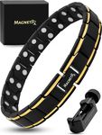 MagnetRX® Ultra Strength Magnetic Bracelet - Stainless Steel Metal Bracelets for Men - Effective Magnetic Bracelets for Men - Adjustable Bracelet Length with Sizing Tool for Perfect Fit (Black & Gold)