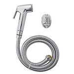 NIKZO Health Faucet Gun with Flexible Stainless Steel Hose & PVC Holder | Premium Jet Spray for Toilet | Anti-Corrosion Hand Faucet with 1 mtr Flexible Hose & Wall Hook.