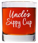 CARVELITA Uncle's Sippy Cup - Uncle Whiskey Glass - 11oz Engraved Old Fashioned Bourbon Rocks Glass For Uncle Birthday Gifts - Best Uncle Gifts - Funny Uncle Gifts - Gifts For Uncle From Nephew, Niece