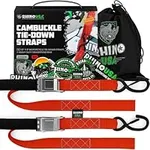 RHINO USA Motorcycle Tie Down Straps (2 Pack) Lab Tested 3,328lb Break Strength, Steel Cambuckle Tiedown Set with Integrated Soft Loops - Better Than a Ratchet Strap