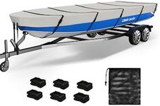Umbrauto Jon Boat Cover 14ft, 600D Heavy Duty Marine Grade Polyester Waterproof UV Resistant Trailerable Jon Boat Cover with Adjustable Side Straps