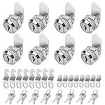 Cabinet Locks with Keys, 5/8" Cam Locks Keyed Alike, Tool Box Lock for Truck Pickup Mailbox Toolbox Lock Replacement Set, Zinc Alloy (8 Pack, 5/8 Inch)