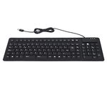 Foldable Waterproof Keyboard 105 Keys, Soft Silicone, USB Wired, Quiet Design, Easy to Clean