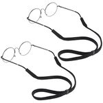 WLLHYF 2pcs Glasses Strap Polyester Waterproof Sunglasses Straps Black Square Buckle Anti-Silp Adjustable Sports Elastic Strap Holder Universal Size for Men and Women