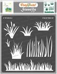 CrafTreat Grass Stencils for Painting on Canvas, Wallart, Bullet Journal Notebook, Home Decor and Scrapbooking - Nature Stencils - 6"X6" Room Decor Stencil - Reusable Stencil Arts & Crafts Supplies