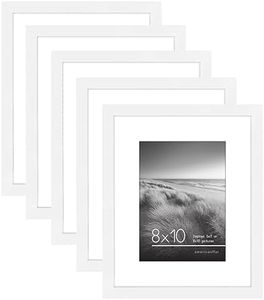 Americanflat 8x10 Picture Frame with Polished Plexiglass - Set of 5 - Use as 5x7 Frame with Mat or 8x10 Frame Without Mat - Galleria Collection - Gallery Frames for Tabletop and Wall Display - White