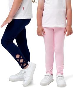 EASWEET 2-Pack Bamboo Viscose Cut-Out Leggings for Toddler Girls,Pink,2T