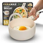 CERAMAX Hot Pot Electric Cooker with Lid and Steamer, 2.5L Large Cooker Nonstick Electric Skillet, Electric Pot for Cooking, Portable Ceramic Hot Pot Electric Frying Pan for Dorm Rooms, Camping, RVs, Work & More