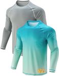 2 Pack Men's Sun Protection Long Sleeve Swim Shirts UPF 50+ Loose Fit Rash Guards Fishing Quick Dry Clothing, Orange/Light Blue, L