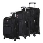 Swiss Gear 3 PC Spinner Wheel Suitcase Set - Softshell & Lightweight