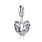 LSxAB Guardian Angel Wings Charm with April Clear Birthstone Birthday Charms Compatible with Pandora Bracelets for Women