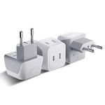 Ceptics European Travel Plug Adapter Europe Power Adaptor Charger Dual Input - Ultra Compact - Light Weight - USA to Any Type C Countries Such as Italy, Iceland, Austria and More (CT-9C), White
