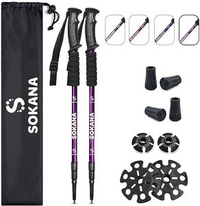 SOKANA Walking Poles 2 Pack Folding Walking Sticks for Men and Women | Lightweight Trekking Poles with Quick Lock System for Hiking Climbing Camping - Purple