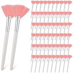 60 Pcs Fan Facial Brushes Soft Fan Facial Applicator Brushes Acid Applicator Brush Cosmetic Makeup Applicator Tools for Peel Masks Eyeshadow Mud Cream, Pink