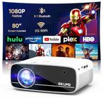 【Projector Screen Included】 4K Projector with WiFi 6 and Two-Way Bluetooth, Native 1080P Portable Outdoor Movie Projector with Electric Keystone, Mini Projector Compatible with HDMI, USB, Smartphone