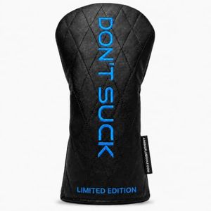 Aiming Fluid Golf “Don’t Suck” Driver Headcover Premium Quilted Leather Golf Driver Head Cover, Funny Golf Club Headcover, Luxury Golf Bag Accessory, Unique Golf Gift for Men (After Dark- Laser Blue)