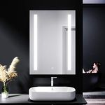 ELEGANT 500 x 700mm LED Illuminated Bathroom Mirror with Shaver Socket Demister Pad Wall Mounted Single Touch Sensor IP44 Smart Modern Bathroom Vanity Mirror